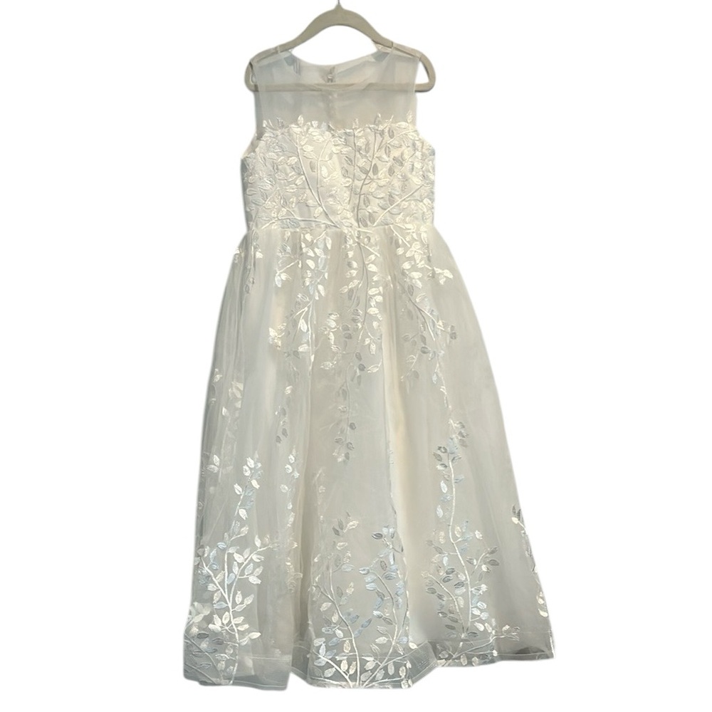 Elegant White Floral Kids Formal Dress